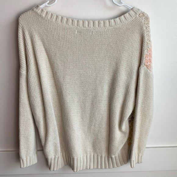 American Eagle Cream and Pastel Striped Sweater - Picture 2 of 5